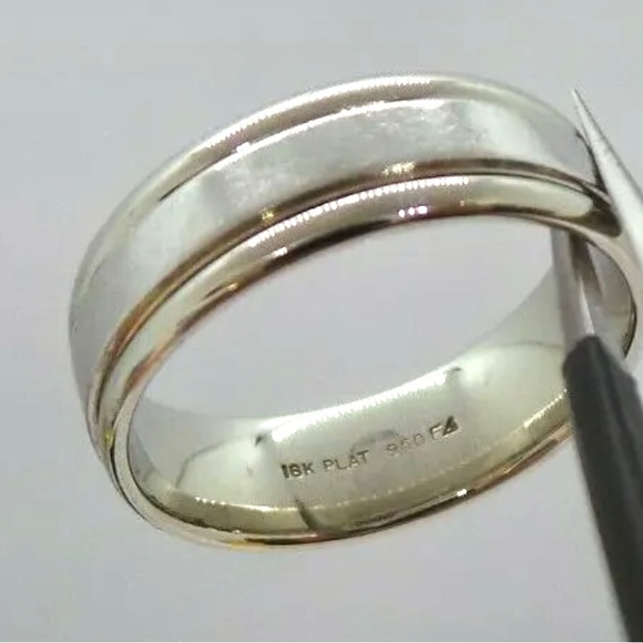 18K WHITE GOLD AND .950 PLATINUM MEN'S BAND RING - Picture 10 of 13